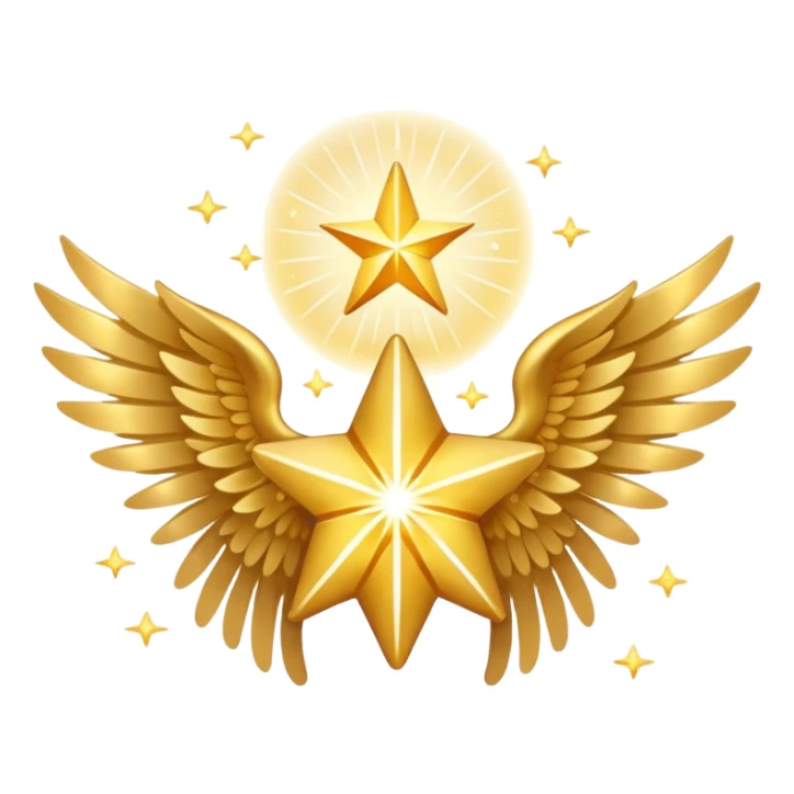 An image with wings on a star based on the star and wings of the basic emoji of the iPhone. sticker