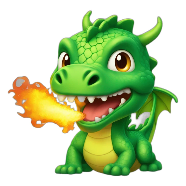 little green dragon with fire from mouth sticker
