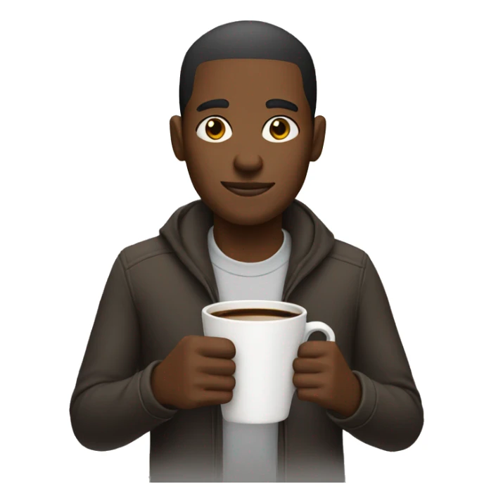 Black man with short hair holding a cup of coffee sticker