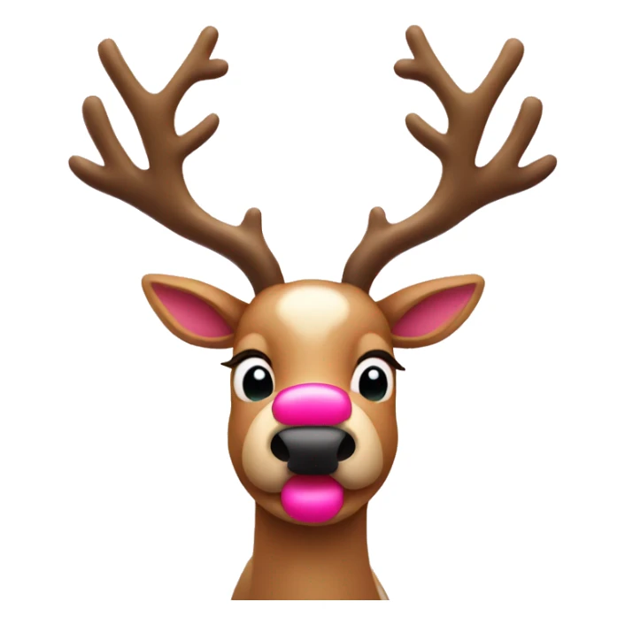 Reindeer with pink nose and bows on antlers  sticker
