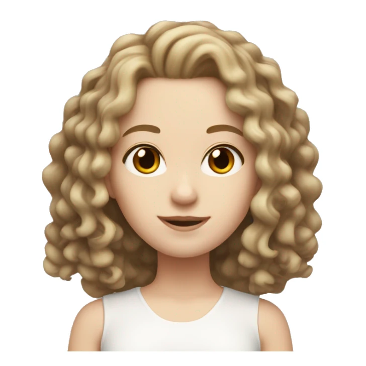 pale white girl with brown shoulder length ringlets hair.   sticker