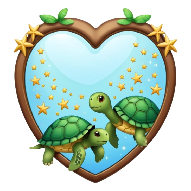 Heart shaped Mirror with turtle and stars sticker