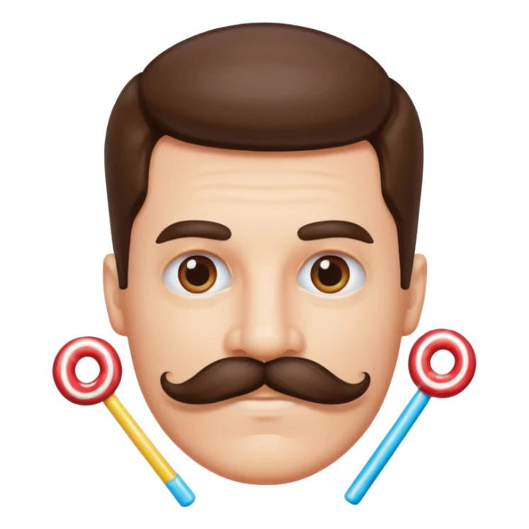 man with a mustache made out of candy sticker