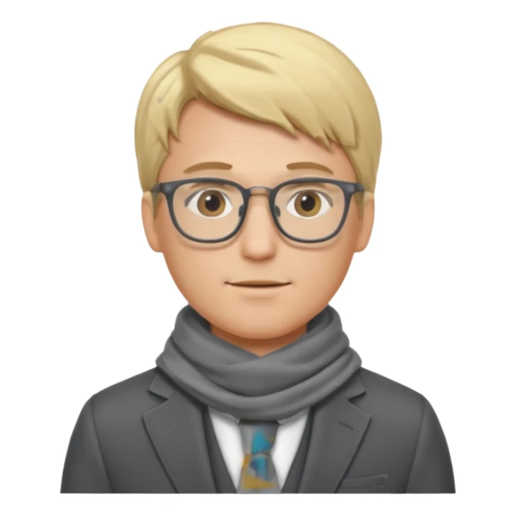 gray scarf male blond hair with suit glasses sticker