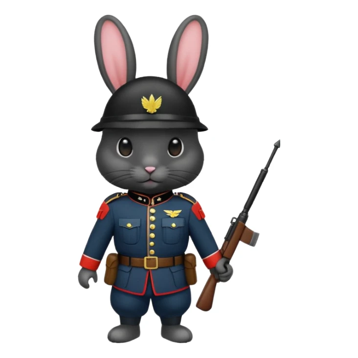 black rabbit with soldier costume sticker
