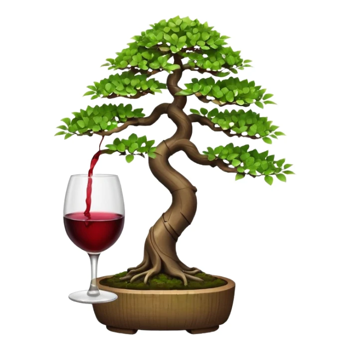 Bonsai tree ‘holding’ glass of wine sticker