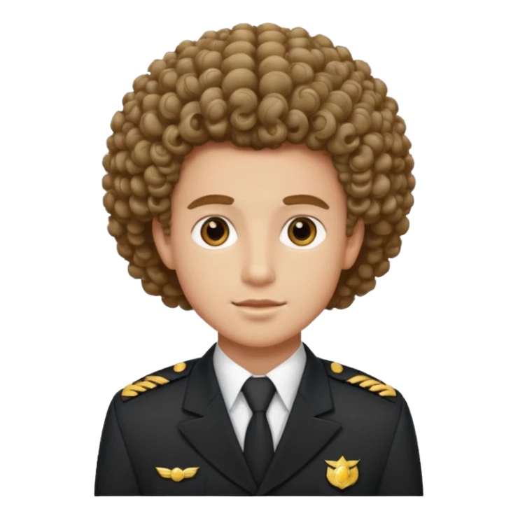 bellboy face big curly hair sticker