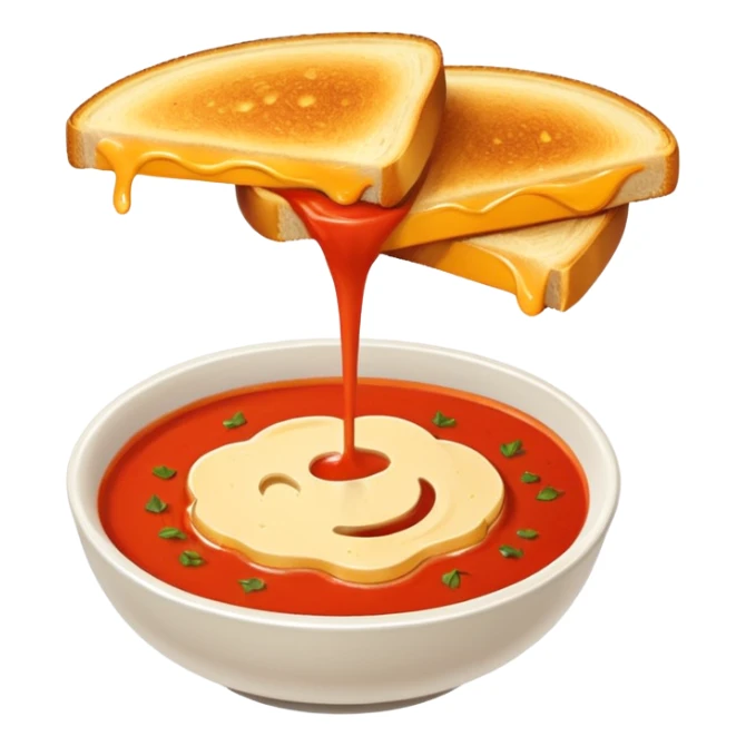 tomato soup with sliced grilled cheese on the side sticker
