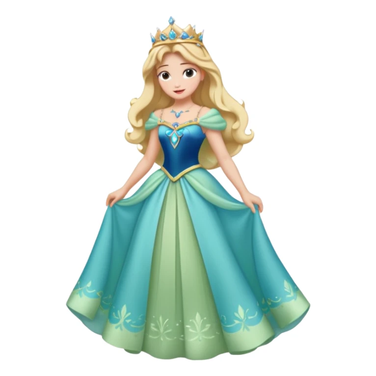 Princesa aurora Disney com vestido grande roda com uma tiara pequena e corpo inteiro, sticker