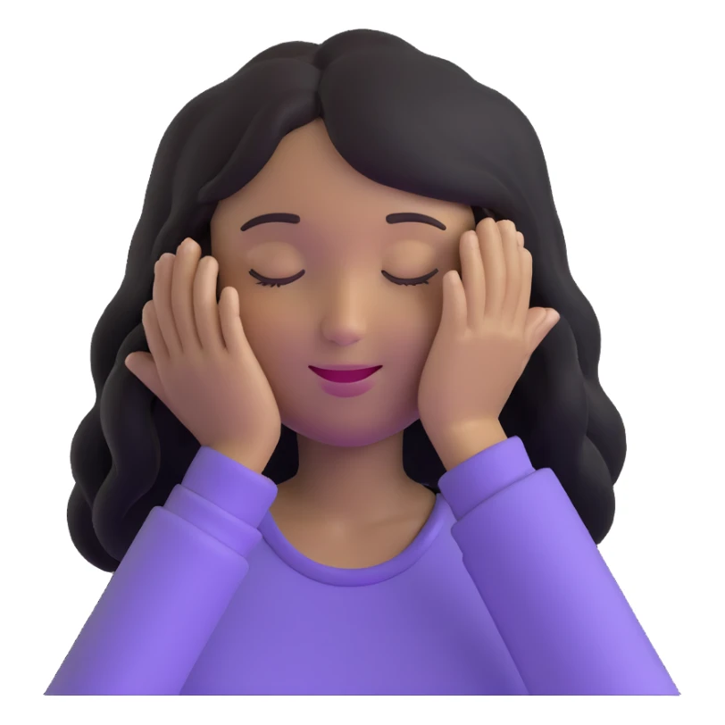 person with eyes closed smiling feeling a refreshing breeze with hair gently flowing sticker