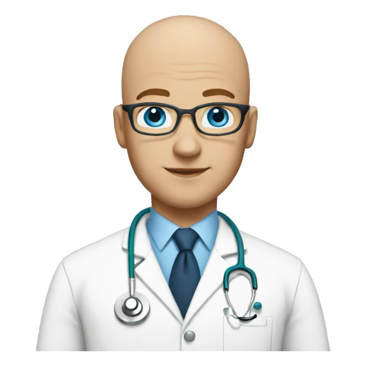 Bald doctor male with blue eyes  sticker