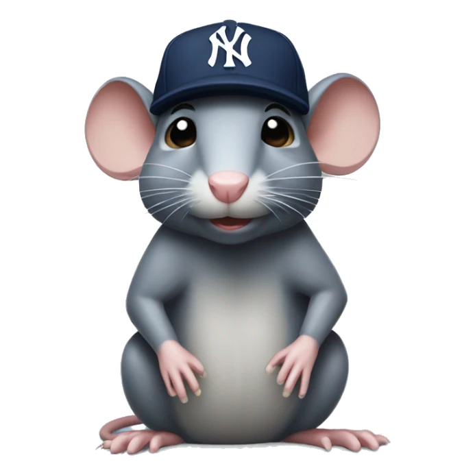 Rat wearing New York yankee cap sticker