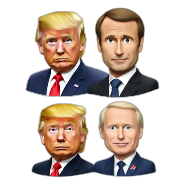 vladimir poutine avec macron et trump sticker