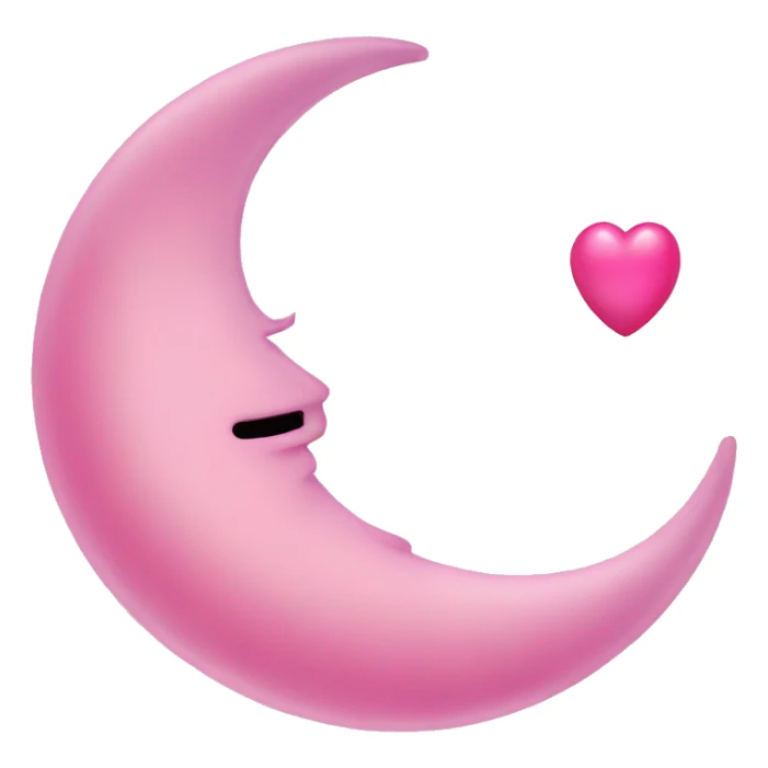 Aesthetic pink crescent moon with pink heart sticker