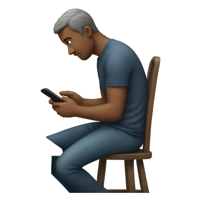 A man sitting on a table chair on his phone sticker