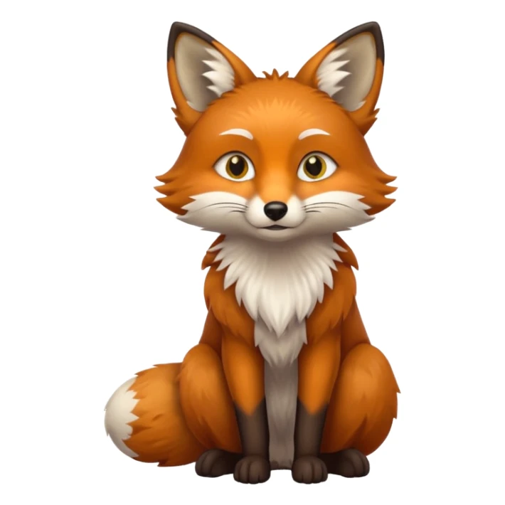 a sitting brown fox with yellow eyes emoji sticker