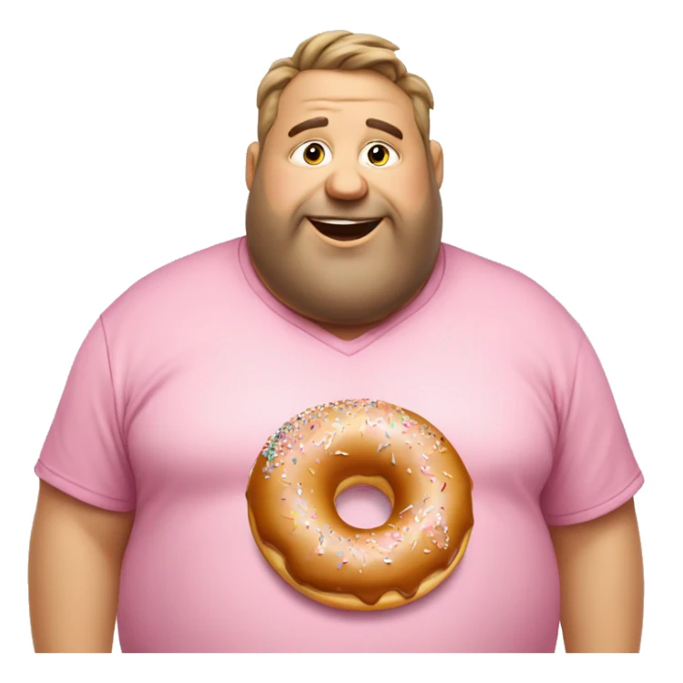 Fat man eating a donut wearing a Fosber shirt sticker