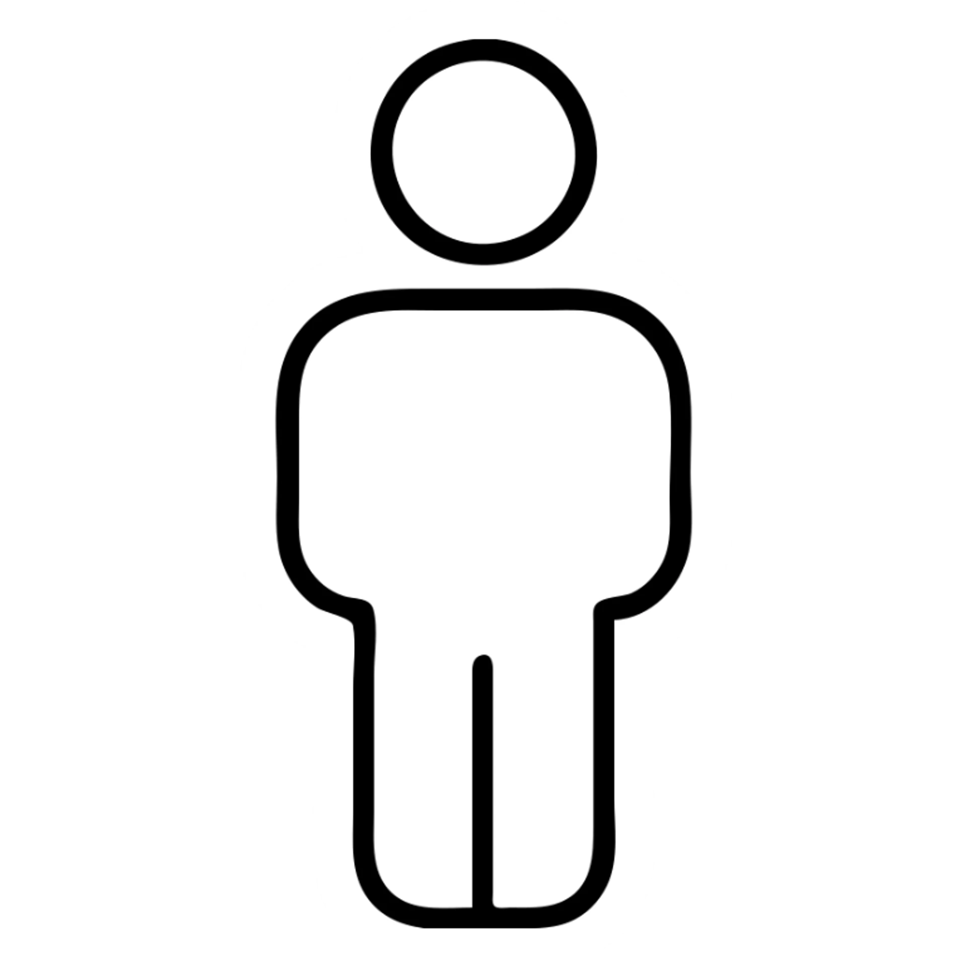 human figure icon, only outer contour, no internal details, no fill, outline style, no text sticker