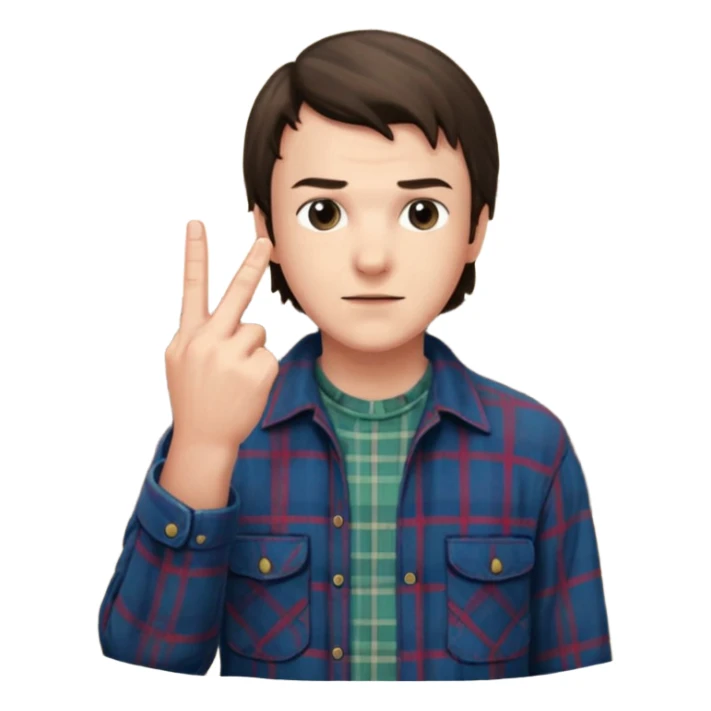 Derek from stranger things pointing the middle finger in the barn sticker