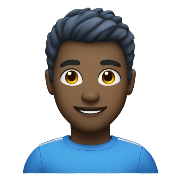 Ligh dark skin men with short hair cut and blue Lightning  sticker