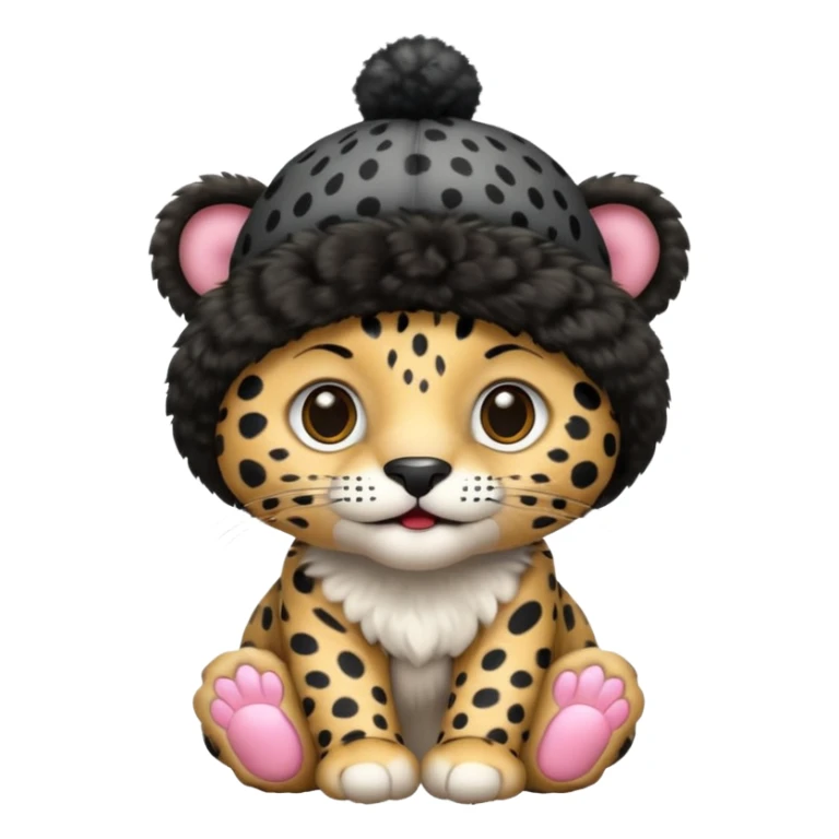 A black jaguar wearing a baby hat sticker