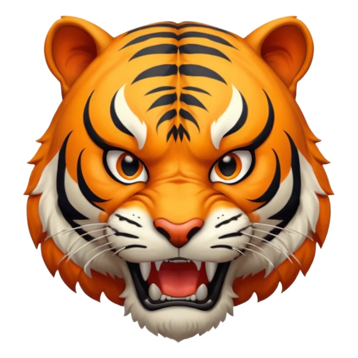 full body of angry tiger with fangs, front face  sticker