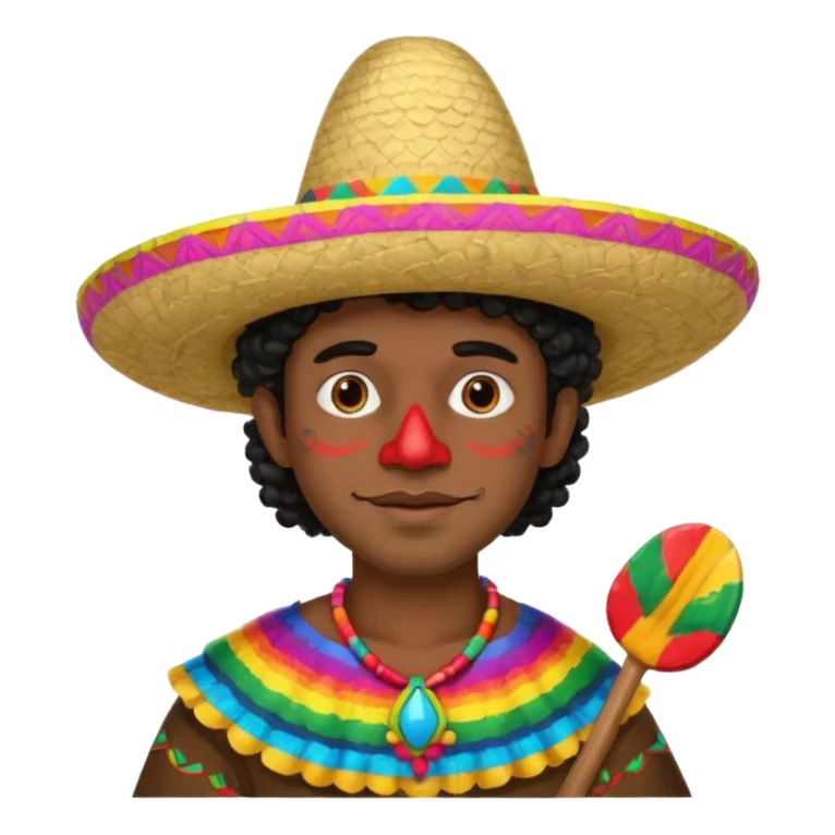 painted face mexican theme, curly hair, male sticker