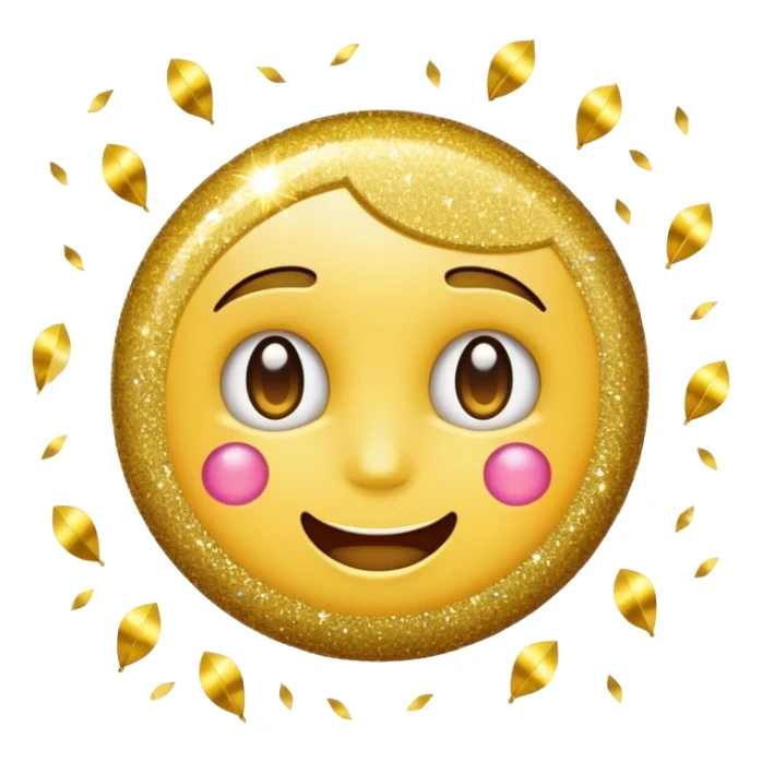 emoji of sparkling shiny glitter, with bright sparkles and shimmering particles, simple cute cartoon style sticker