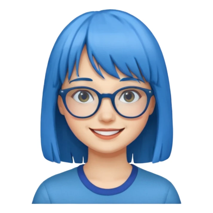 girl with bangs and blue hair and glassess sticker