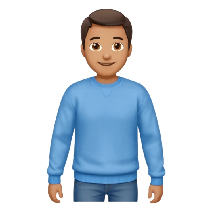 man with blue jean light blue sweater walking sticker