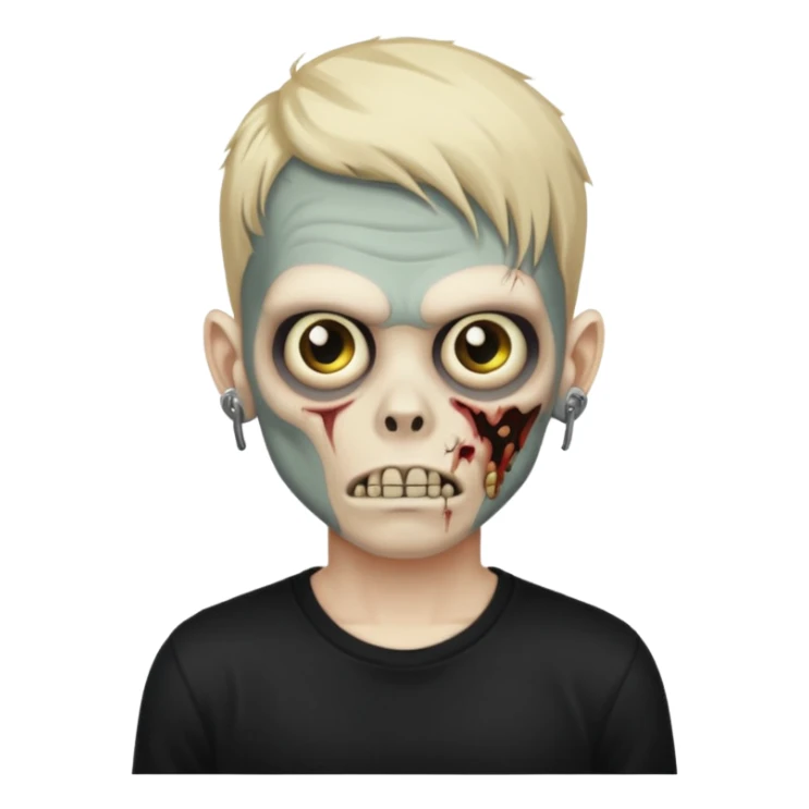 zombie boy with locks ainda black t-shirt sticker