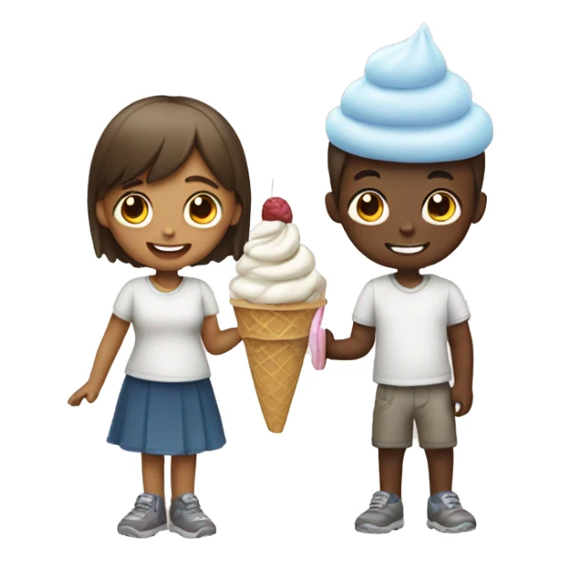 Girl and a boy having icecream both white sticker