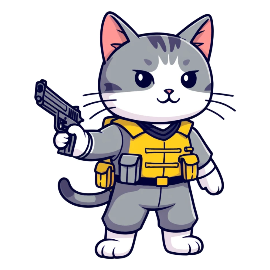 A cat with a gun serving in the ZSU sticker