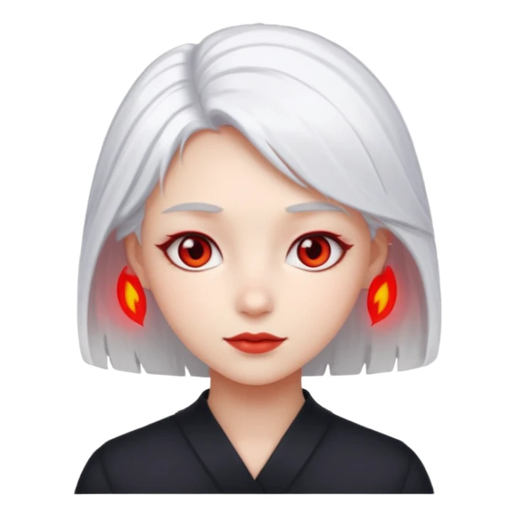 a girl with white hair and bright red eyes sticker