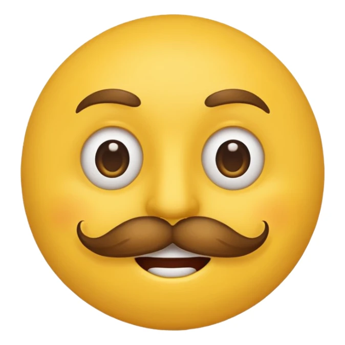 Mustache on a normal  yellow smiley with no dimple and more masculine expression  and regular eyes  sticker