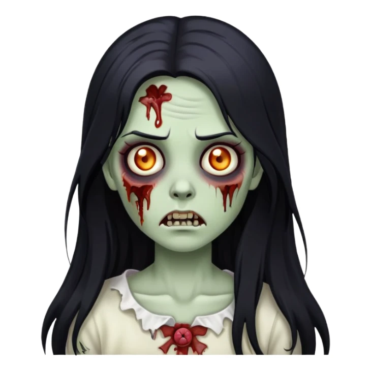 A zombie girl with long black hair sticker