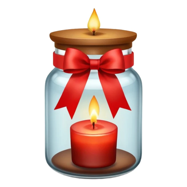Brown jar with a ribbon and candle in it sticker