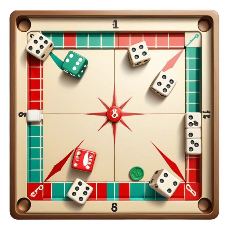 A photorealistic icon featuring a backgammon board with dice, a Monopoly board with money and property cards and a Game of Life spinner. The design captures the detailed textures of the boards, pieces, and accessories. Transparent background. sticker