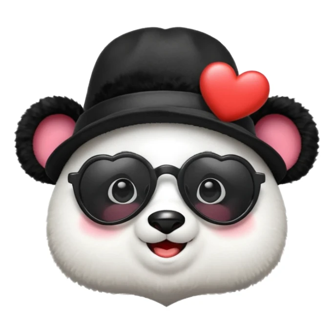panda with a big hat and heart glasses  sticker