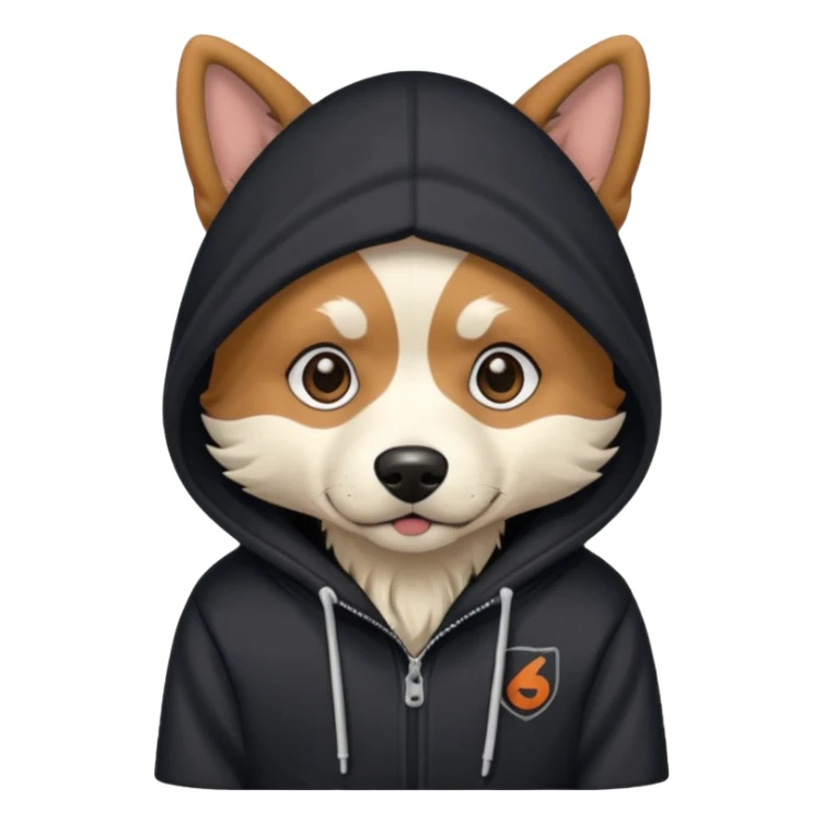 Dog wearing a Sasuke hoodie sticker