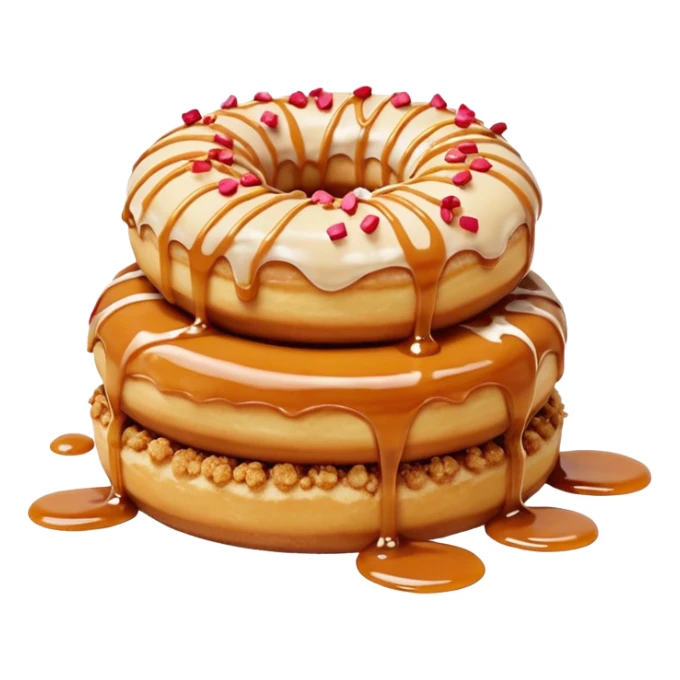 Small doughnuts with a very crumbly biscoff crumble on top and sauce drizzled only  sticker