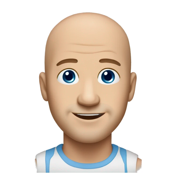 bald smiling man shaven blue eyes big chin sticker