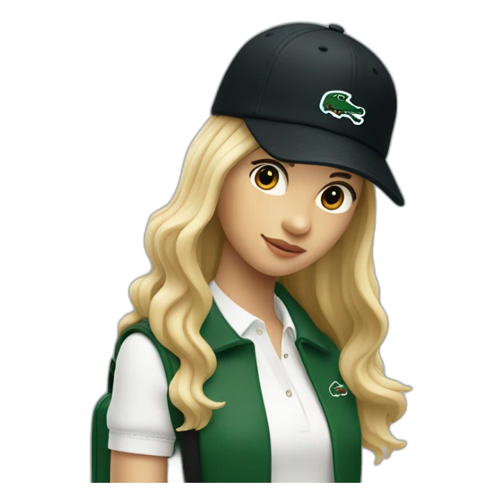 Lacoste bag girl with black lacoste hat sticker