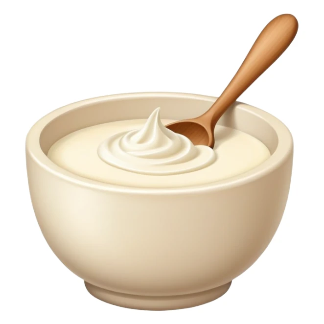 bowl of white cream with wooden spoon sticker