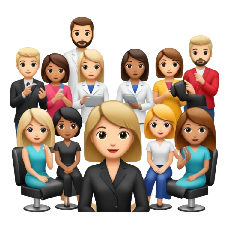 hair salon seminar with presenter and audience sticker