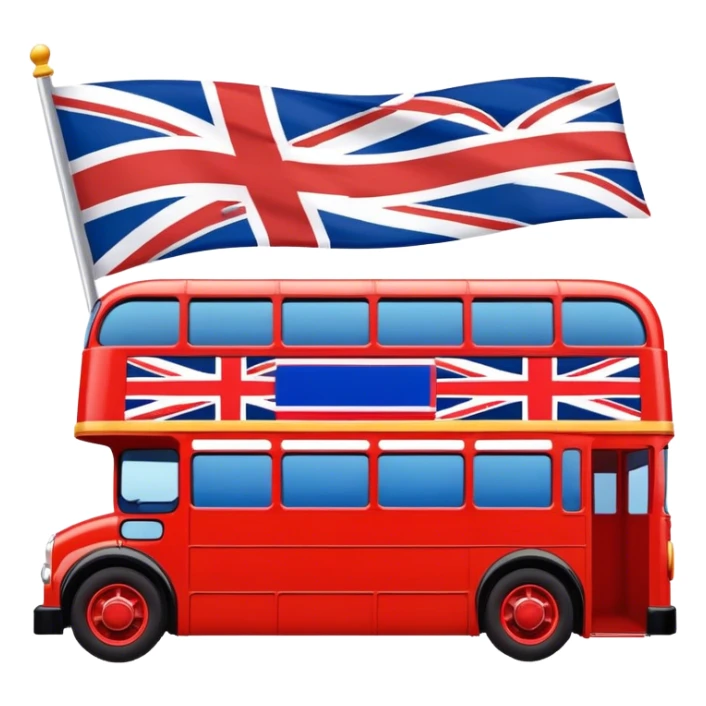 Union Jack flag, double decker bus, spice girls sticker
