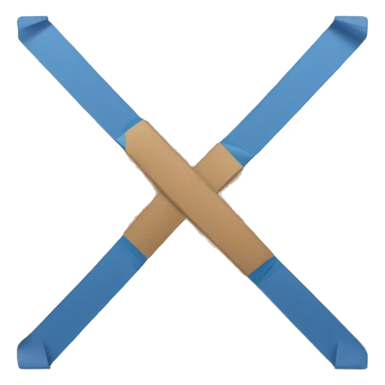 cardboard sheet with blue tape crossed on it sticker