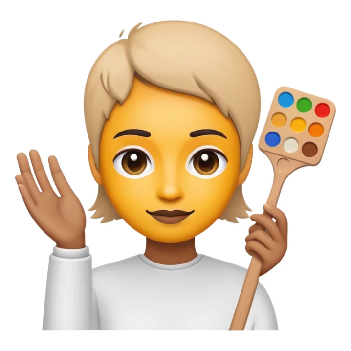 minimalist logo for self2.art, person with palette, emoji style, transformation of selfie into art sticker