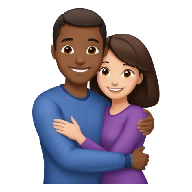 Black man hug brunette woman sticker