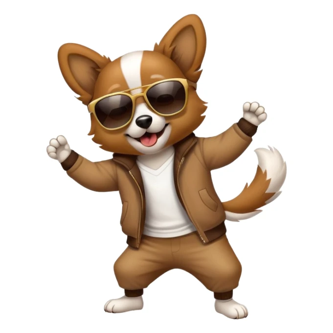 Dog in sunglasses dances hiphop sticker